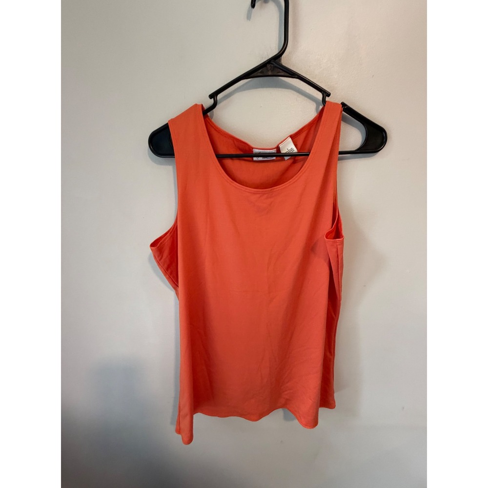 Kim Rogers Womens Coral Orange Scoop Neck Sleeveless Tank Top‎ Shell Large